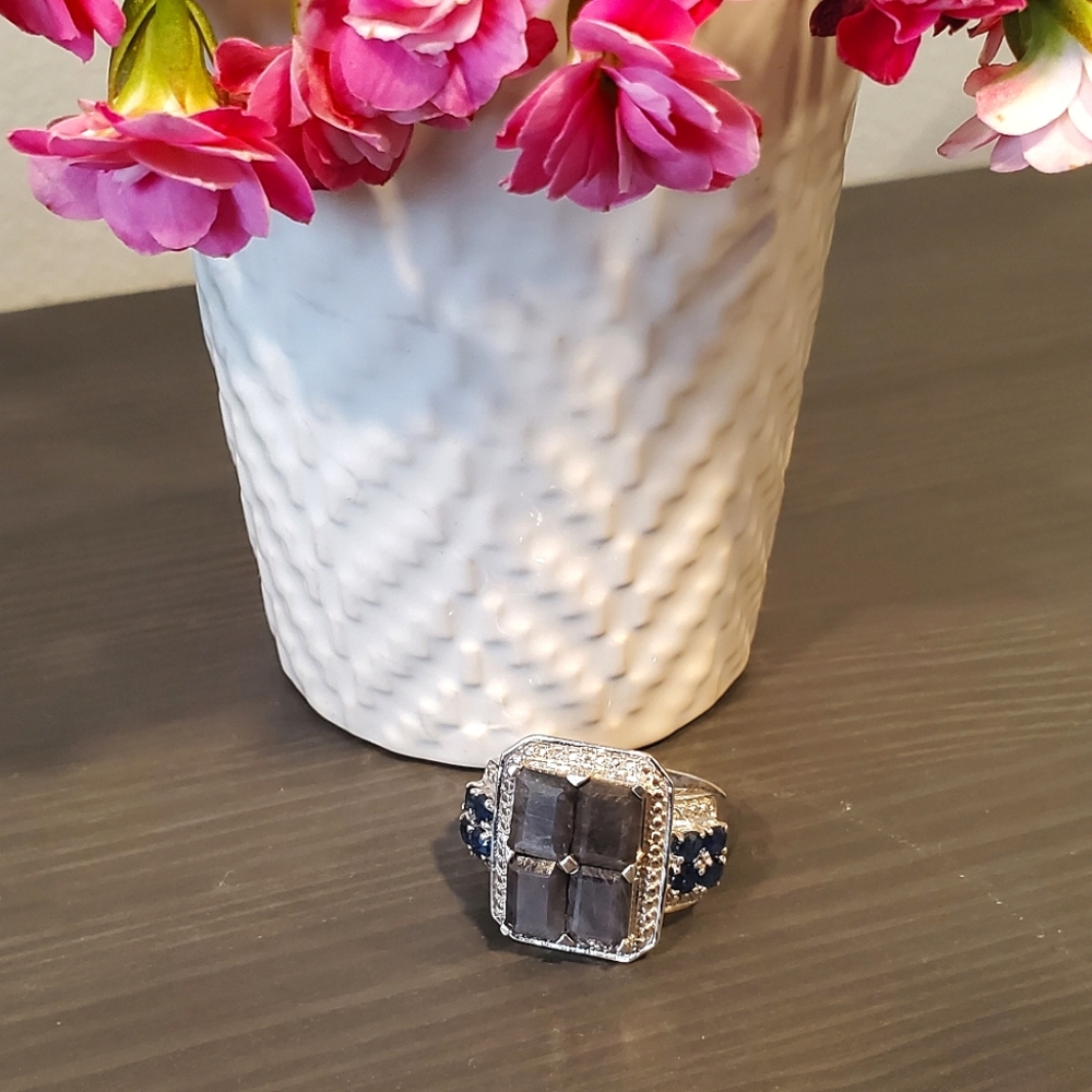 Sage • Silver & Blue Sapphire Ring